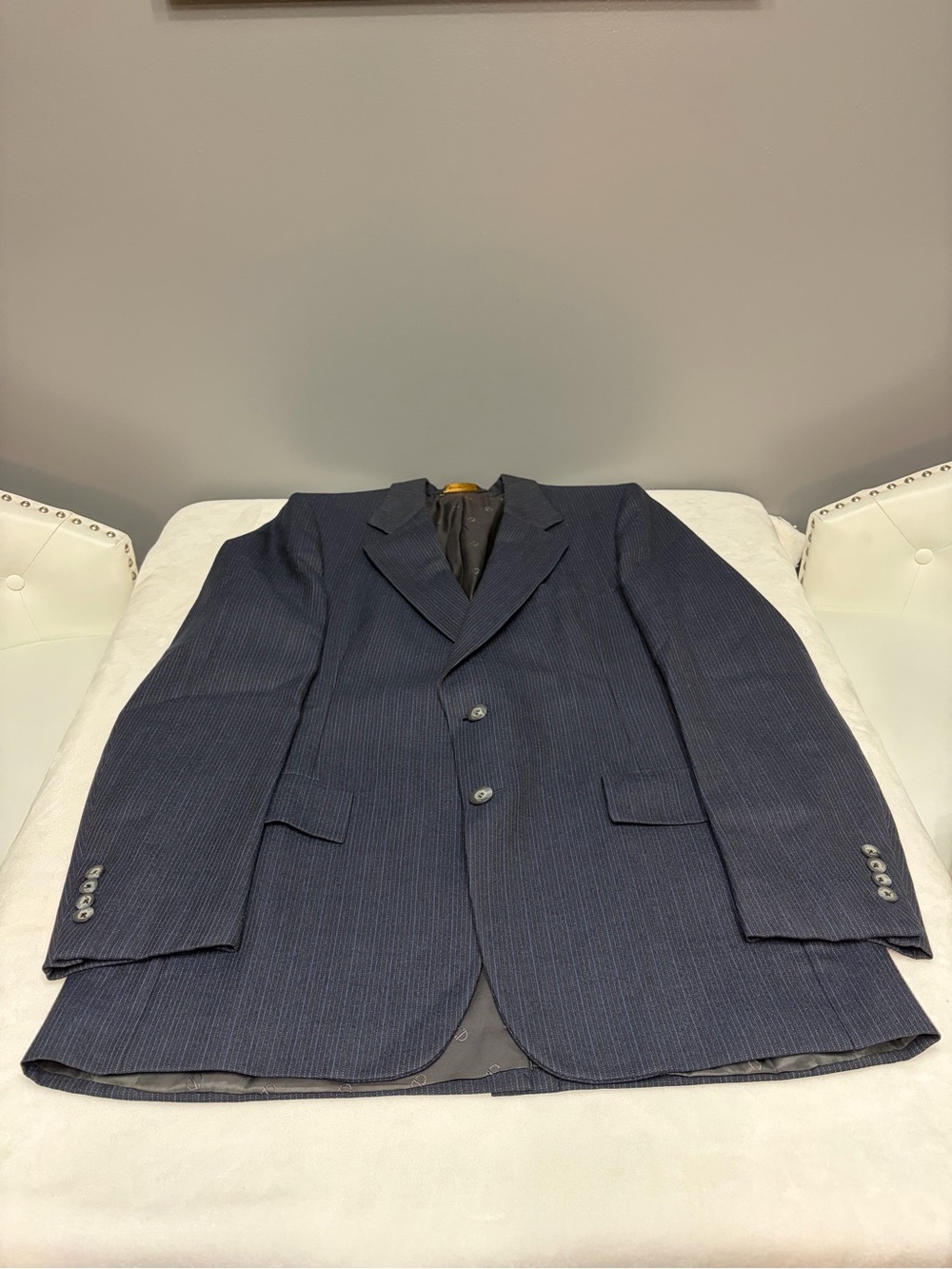 Vtg 1950s CHRISTIAN DIOR Monsieur Pinstripe Blazer Jacket Wool Hart Schaffner 42